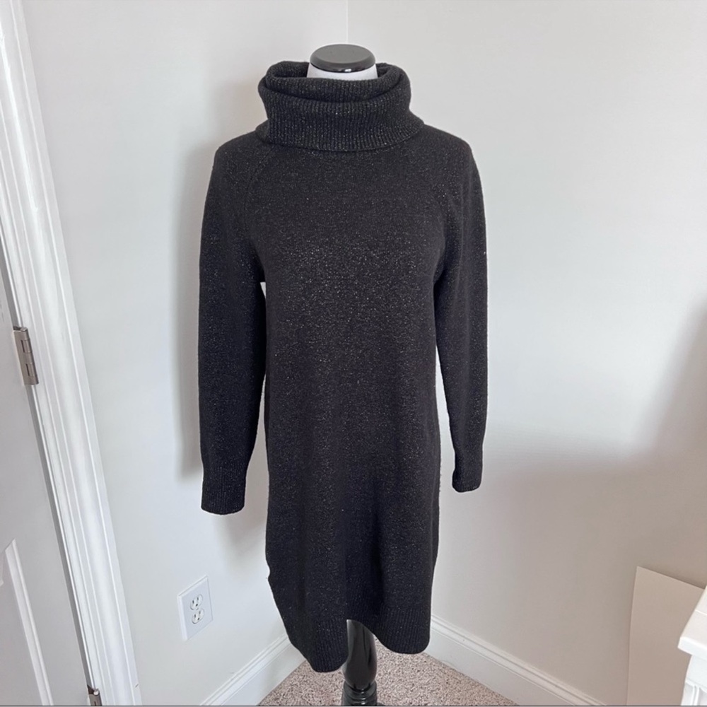 Loft black sparkly cowl neck sweater dress